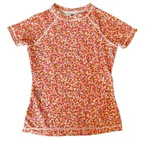 Tea collection Swim Top Rushguard Short Sleeve Floral Girls Size 10